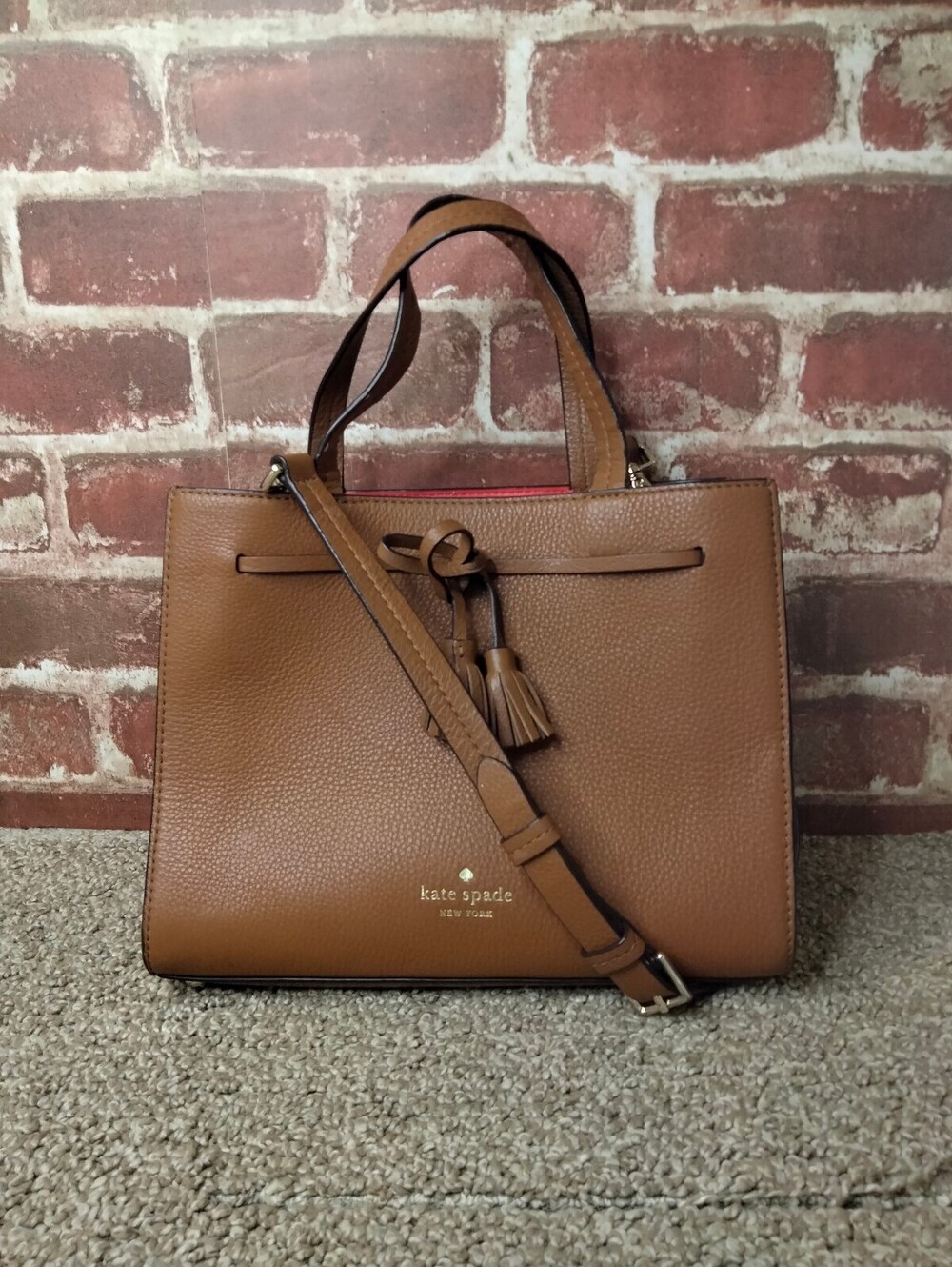Kate Spade New York Hayes Street Isobel Satchel Small Brown Pebbled Leather Bag